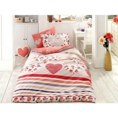 Единичен спален комплект Bella Red - Poplin (Bella Red- Poplin Single Bed Linen Set)