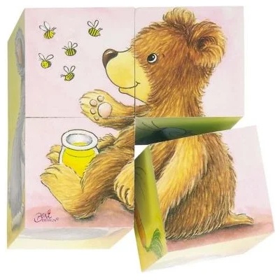 Goki - Дървени кубчета - Бебета животни (57056)