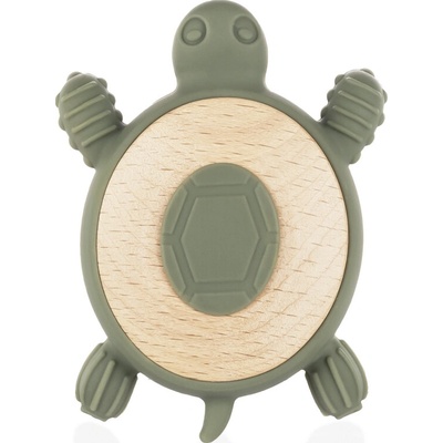 Zopa Silikonové dřevěné kousátko Turtle, Forest Green 3