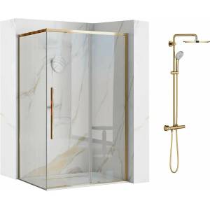 Grohe Комплект душ кабина Rea Solar златна 90x120 см и душ колона Grohe Euphoria златна (5902557355853+26075GL0)