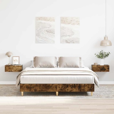 vidaXL Rám postele bez matrace kouřový dub engineered wood