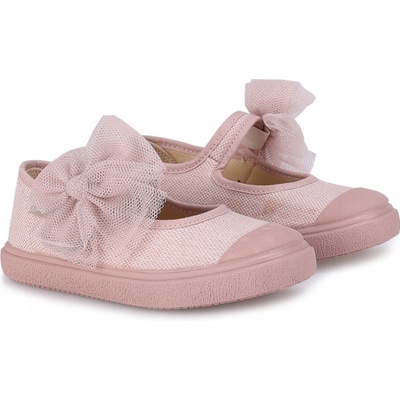 Emel dětské textilní baleríny na suchý zip růžové