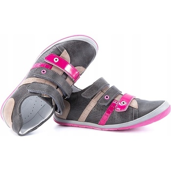 Kornecki 4457 dívčí polobotky kotníkové boty na suchý zip grafitové