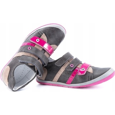 Kornecki 4457 dívčí polobotky kotníkové boty na suchý zip grafitové