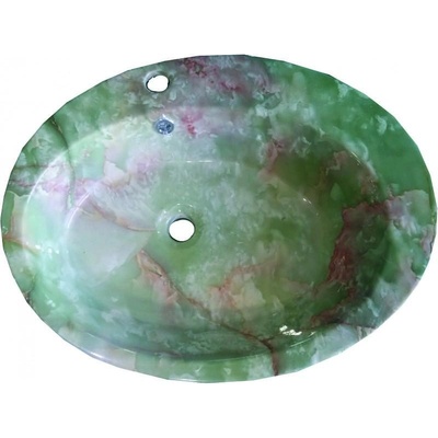 Inter Ceramic Мивка за баня 851G, монтаж върху плот, порцелан + камък, зелен, 61x47x16.5см (851G)