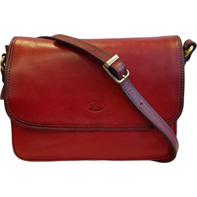 Katana Crossbody kožená kabelka s klopou červená 82514-08