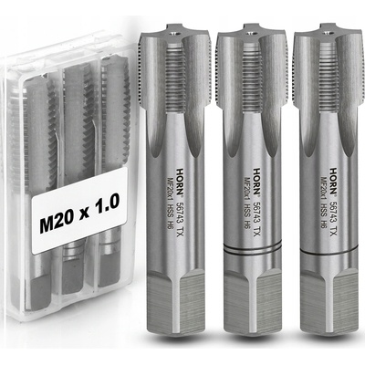 Závitník M20 HSS, jemný závit MF20x1.00 mm, sada 3 ks