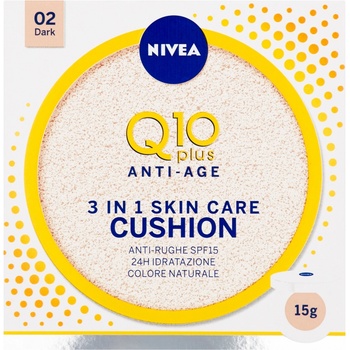 Nivea Q10 Plus Anti-Age hydratačný make-up v hubke vyplňujúci vrásky 02 Dark 15 g