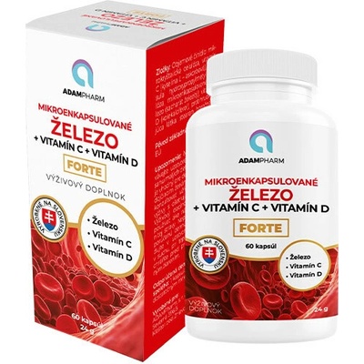 ADAMPharm ŽELEZO + Vitamín C + Vitamín D FORTE 60 kapsúl