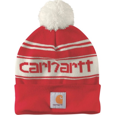 Carhartt čiapka s logom Pom pom červená zimná biela