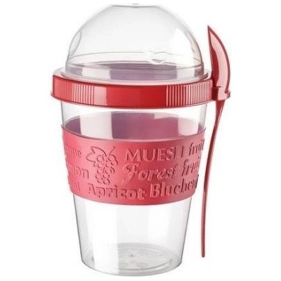 Titiz Чаша с капак и лъжичка за йогурт 600мл pvc различни цветове - Червена (2625)