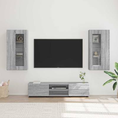 vidaXL Комплект ТВ шкаф с рафт FLORIN 3 pcs Сив Сонома Инженерно дърво (3397930)