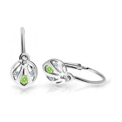 Cutie Jewellery detské náušnice biele zlato C2265B-Peridot Green