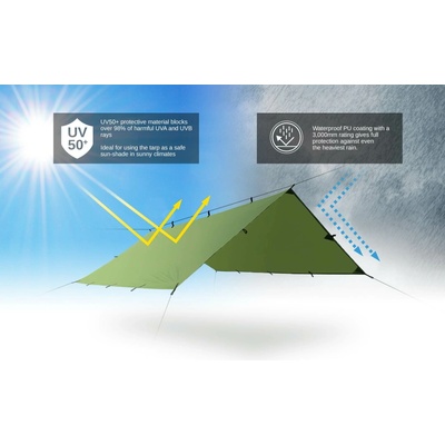 DD Hammocks Bivakovací plachta 300 x 300 cm Bancha zelená