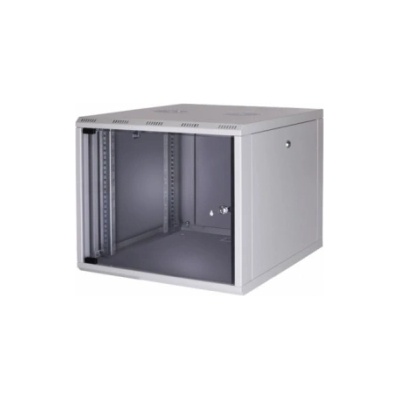 19" Wall Mounted rack 9U SOHO 512/400mm, height: 448mm, loading capacity: 50kg. , tempered glass door, 19" front rails (SH-9U)