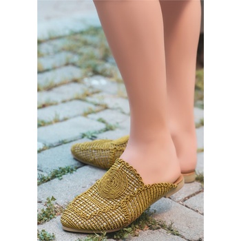 Erbil Shoes Дамски плетени чехли - Цвят Горчица #366870 (366870_Горчица)