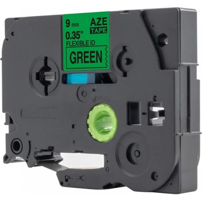 Compatible Съвместима лента с Brother TZ-FX721 / TZe-FX721, 9mm x 8m, гъвкави, черен печат / зелен фон (TZe-FX721)