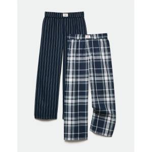 Marks & Spencer Пакет от 2 бр. тъканини пижамни панталони от 100% памук (6-16 години) Marks & Spencer синя Marks & Spencer | Sin | Момчешки | 7-8 години