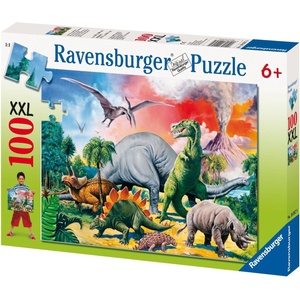Ravensburger Пъзел Ravensburger от 100 XXL части - С динозаврите (10957) - ozone