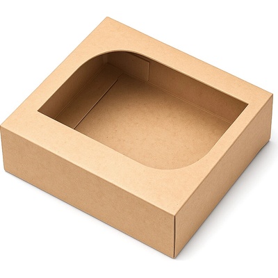 KRAFTHOUSE.EU Kraftová dárková krabička čtvercová s okénkem KM-001KO Okno: Srdce – Zboží Dáma