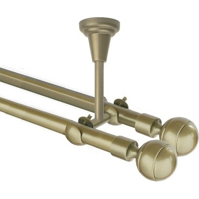 OK-GarnýžeCZ Garnýž kovová dvouřadá 16mm Paola double zlatá antik 210 cm do stropu / na tunýlek - bez kroužků