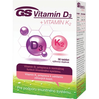 GS Vitamín D3+ Vitamín K2 30 tabliet