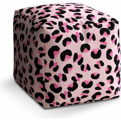 Sablio Taburet Cube Růžový gepard: 40x40x40 cm