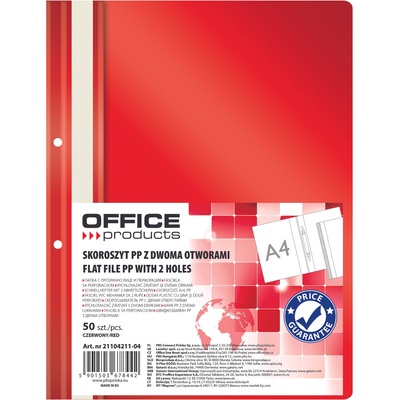 Office Products Папка Office Products с прозрачно лице с перф, червена (25879-А-ЧЕРВЕН)