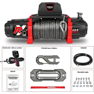 Elektrický offroad naviják 6,1t 12V syntetické lano 28m X-BULL HRW13500XRS