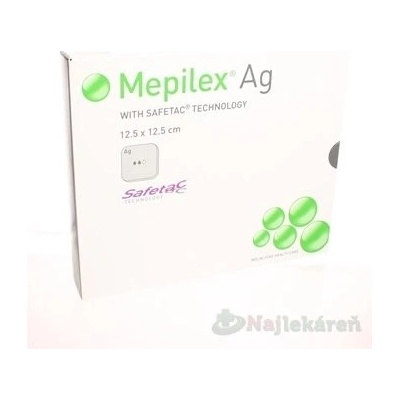 Mepilex Ag mäkký silikónový bakteriostatický obväz na rany 12,5 x 12,5 cm 5 ks