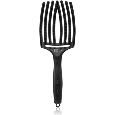 Olivia Garden Fingerbrush Boar & Nylon Четка за коса с влакна от найлон и глиган Full Black L