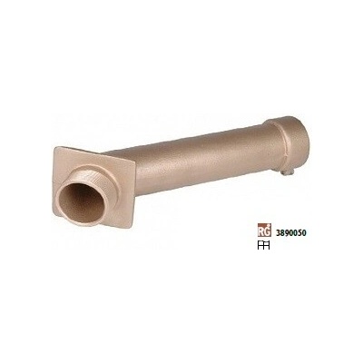 Hugo Lahme průchod stěnou, červený bronz, vnitřní závit 2" x 2", délka 300 mm, úhel 45°, pro keramické bazény
