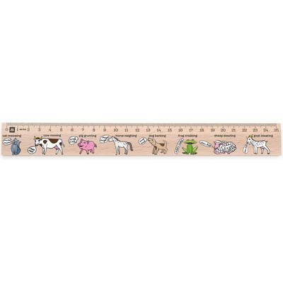 Metrie Didakt-M07 Dřevěné pravítko s potiskem Animals speak 25 cm