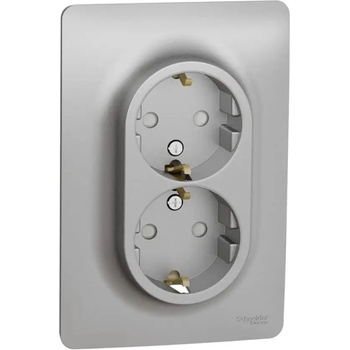 Schneider Electric КОНТАКТ ДВОЕН ШУКО 16a АЛУМИНИЙ schneider unica (nu206730) (3606489452568)