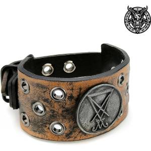 Leather & steel fashion гривна Brown Sigil of Lucifer - LSF1 74