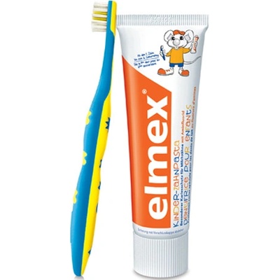 Elmex Výučbová zubná kefka 0- 3 roky+ zubná pasta 12 ml
