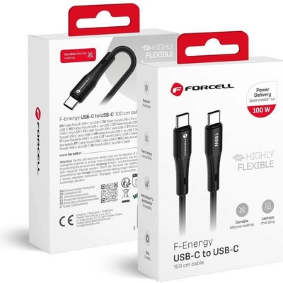 Forcell C347 typu C na typ C Qc4.0 Pd 5A 100W silikonový 1m černý