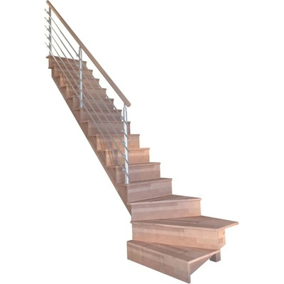 StarWood Schody Lindos bukové levé 100cm uzavřené design. nerez. zábradlí