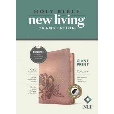 NLT Compact Giant Print Bible, Filament Enabled Edition (Red Letter, Leatherlike, Rose Metallic Peony, Indexed) | Tyndale