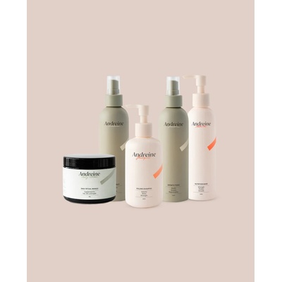 Andreine Volume Shampoo 250 ml + Nutrition Mask 200 ml + Leave in Fruit 200 ml + Growth Tonic 200 ml + Daily Ritual mango 250 g