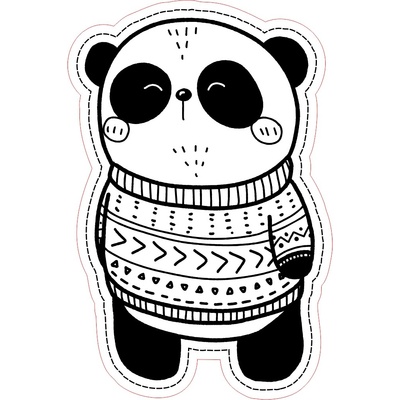 Nažehľovací koženkový štítok Panda vo svetri Laser koženka: Rustikál/strieborná