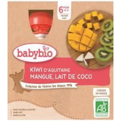 Babybio Pyré kiwi mango kokosové mlieko 4 x 90 g
