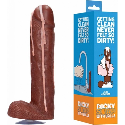 Shots Dicky Soap With Balls Cum Covered Brown mýdlo ve tvaru penisu s přísavkou