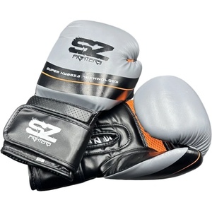 SZ Fighters Боксови ръкавици Thunder - Сиво с черно | Изкуствена кожа 10 oz