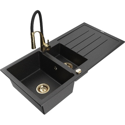 Mexen Andres гранитна мивка с 1, 5 камери с отцедник и кухненски смесител Aster, (6515-73-73450-57-G)