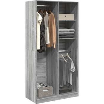 vidaXL Гардероб, сив сонома, 100x50x200 см, инженерно дърво (3307770)
