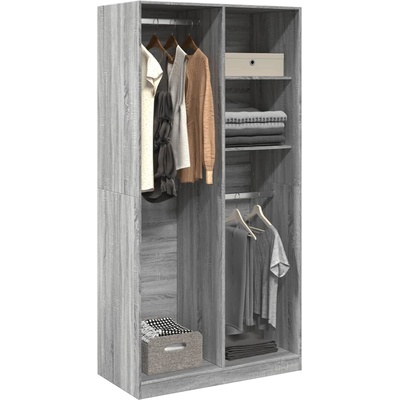vidaXL Гардероб, сив сонома, 100x50x200 см, инженерно дърво (3307770)
