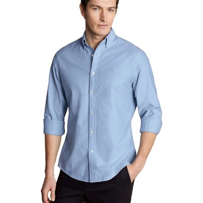 Charles Tyrwhitt button-down collar stretch Oxford košel'a slim fit sky blue