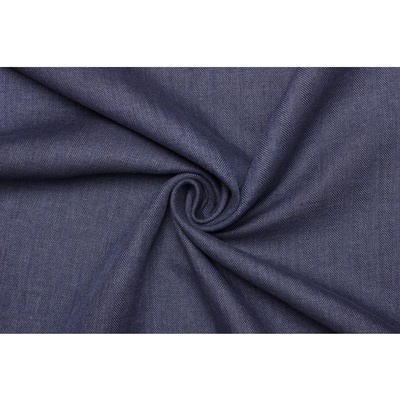 Len směsový rybí kost - Modrá jeans