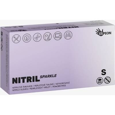 Nitril Sparkle Pearlescent Violet нитрилни ръкавици без пудра размер S 2x50 бр